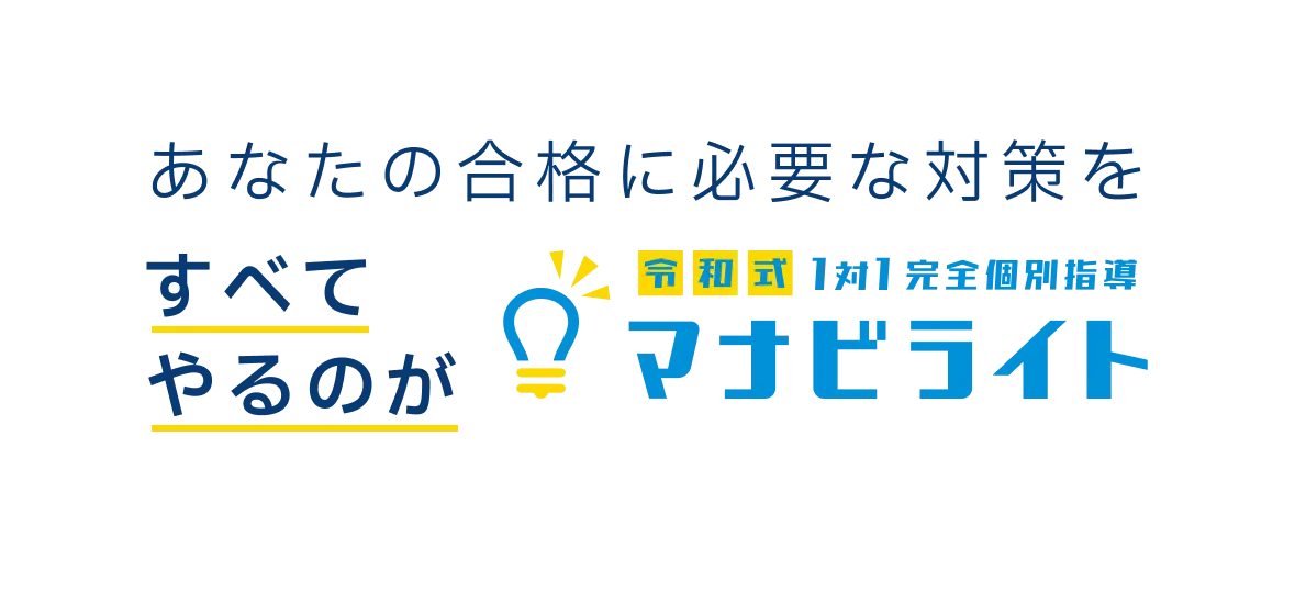 あなたの合格に必要な対策をすべてやるのが、令和式1対1完全個別指導マナビライト