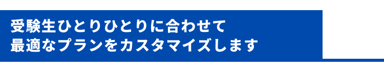 受験生ひとりひとりに合わせて、最適なプランをカスタマイズします