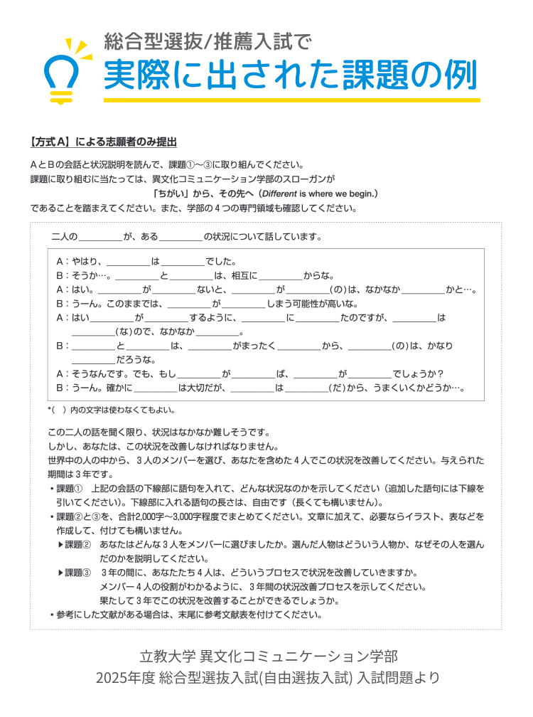 総合型選抜/推薦入試で実際に出された課題の例