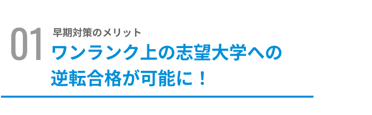 ワンランク上の志望大学への 逆転合格が可能に！