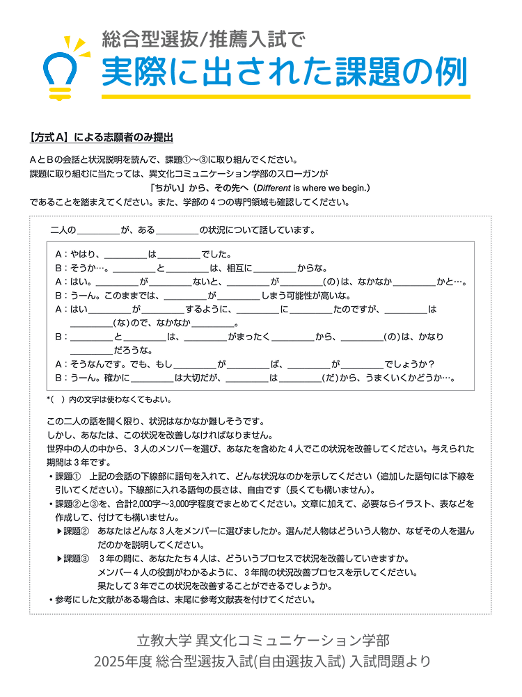 総合型選抜/推薦入試で実際に出された課題の例