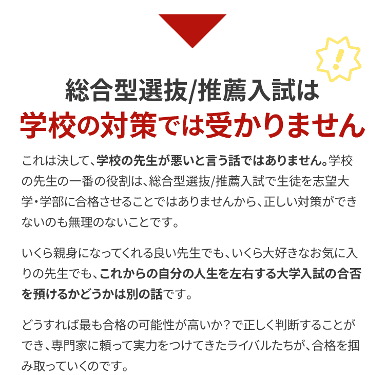 総合型選抜/推薦入試は学校の対策では受かりません