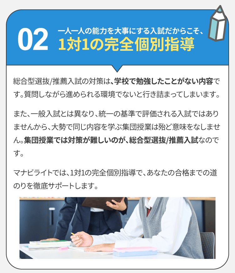 1対1の完全個別指導