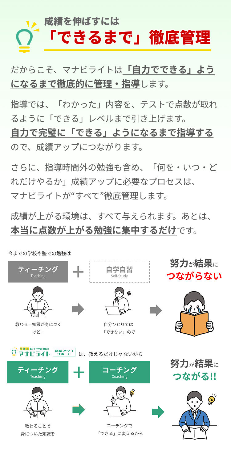 成績を伸ばすには「できるまで」徹底管理
