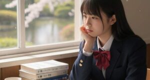 考え込む日本人高校生