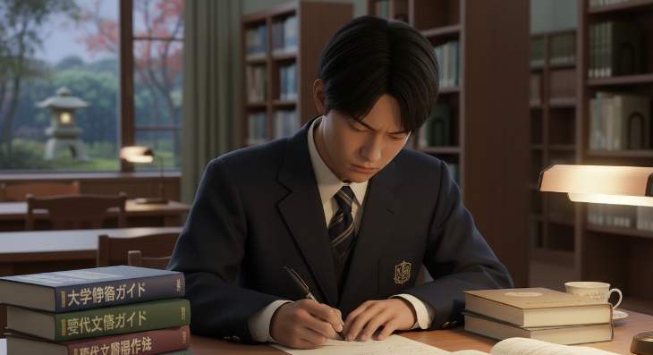 志望理由書を書く日本人高校生