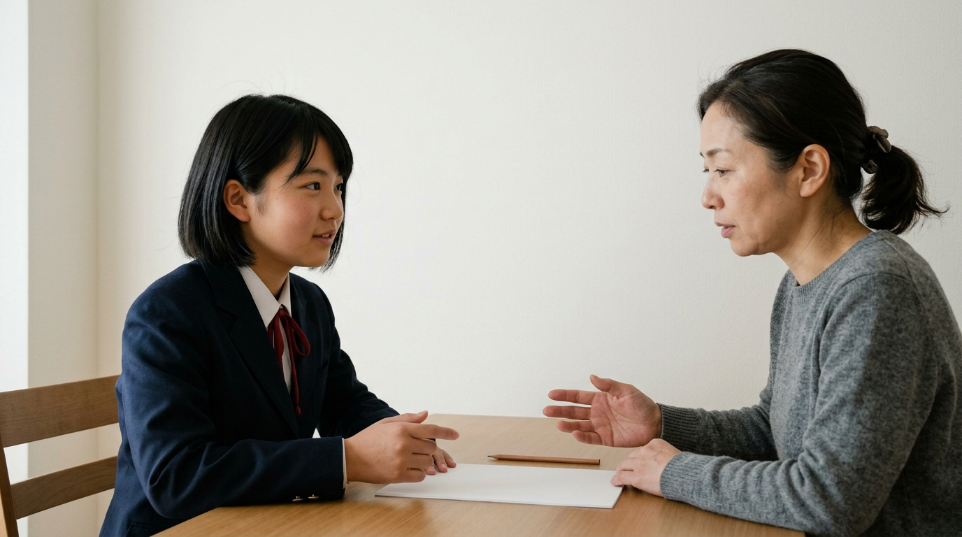 提出後も、受付状況と追加の案内を確認しますに向けて準備する高校生