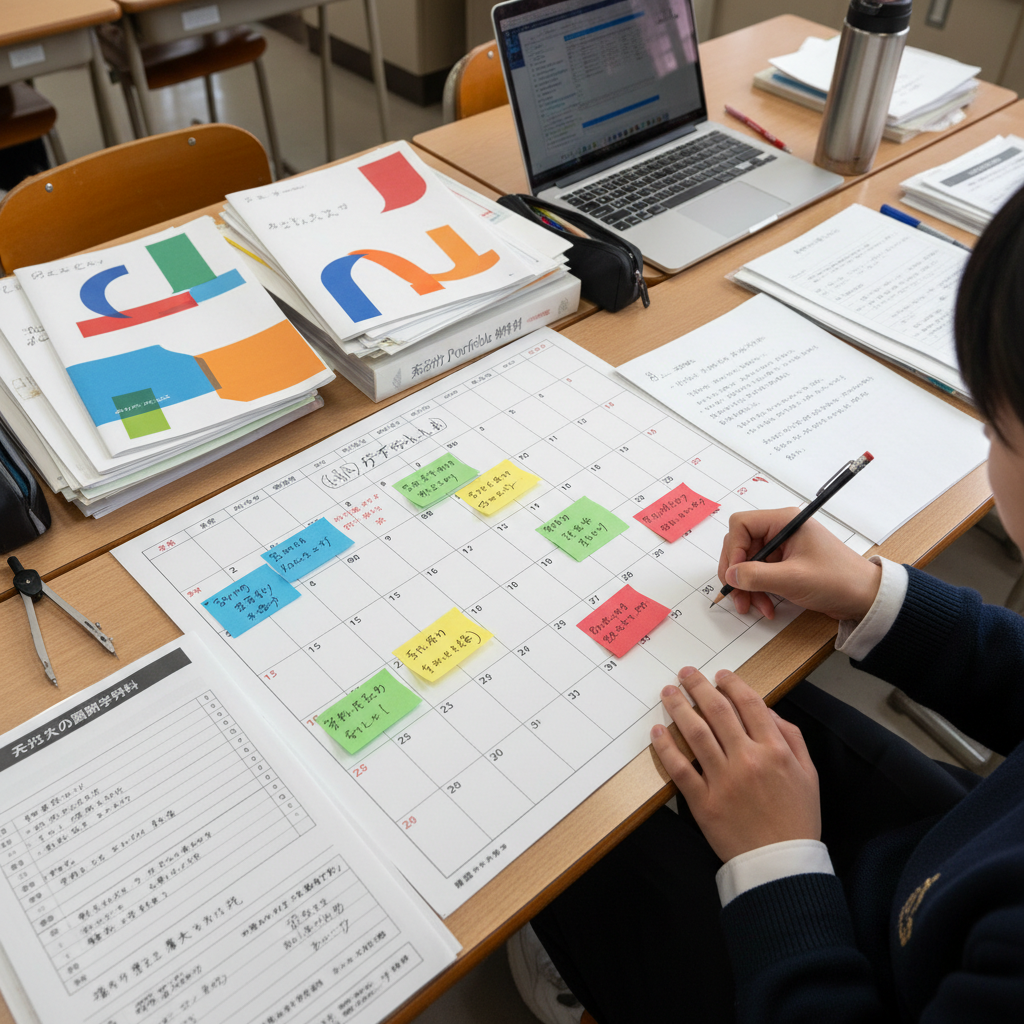 中央大学 経済学部の出願までの準備計画を整理する高校生