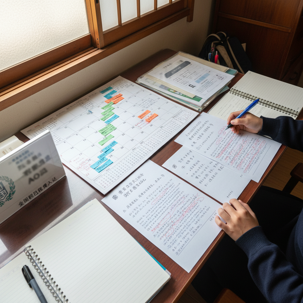 早稲田大学 社会科学部の出願までの準備計画を整理する高校生
