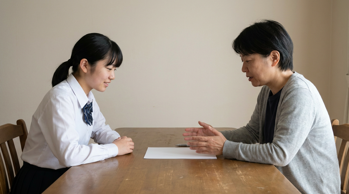 第一志望としての入学確約と、学校の署名・印が必要ですに向けて準備する高校生