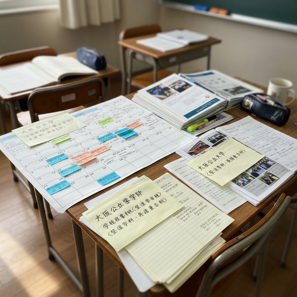 大阪公立大学 経済学部の出願までの準備計画を整理する高校生