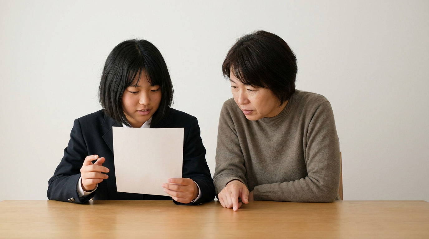 第一志望と学習や活動の積み重ねの条件を確認するに向けて準備する高校生