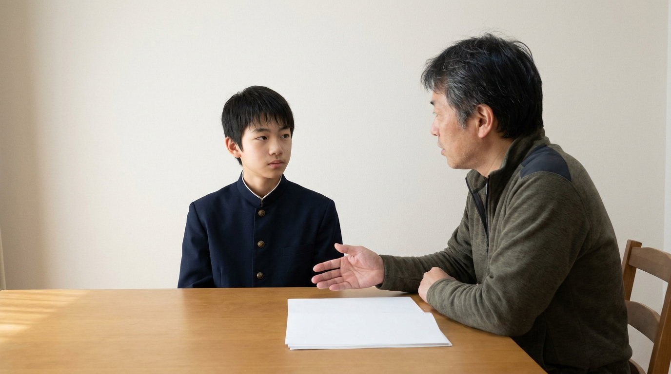 添削を受けても、本人が考えた過程を消さないに向けて準備する高校生