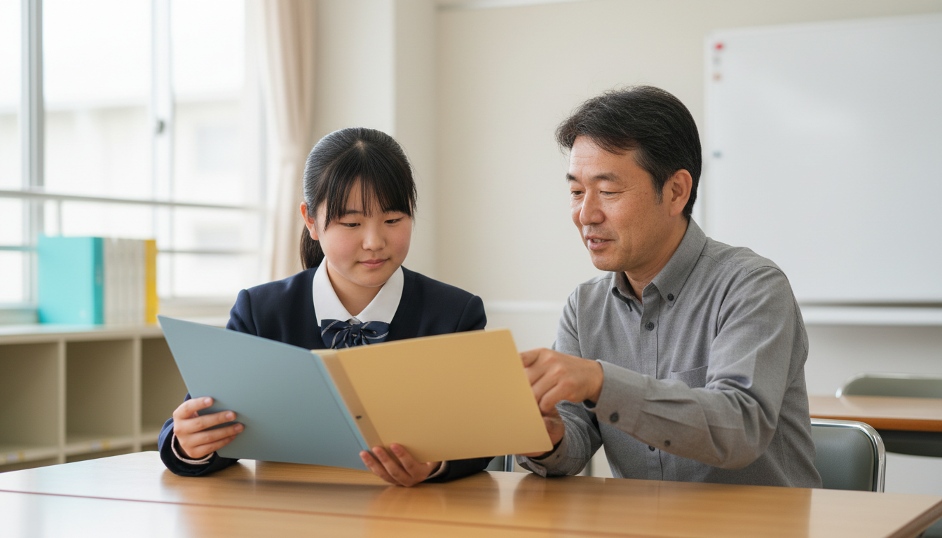 志望理由につながる経験をノートで整理する高校生