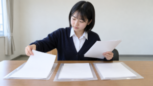総合型選抜の出願書類を種類ごとに整理する高校生