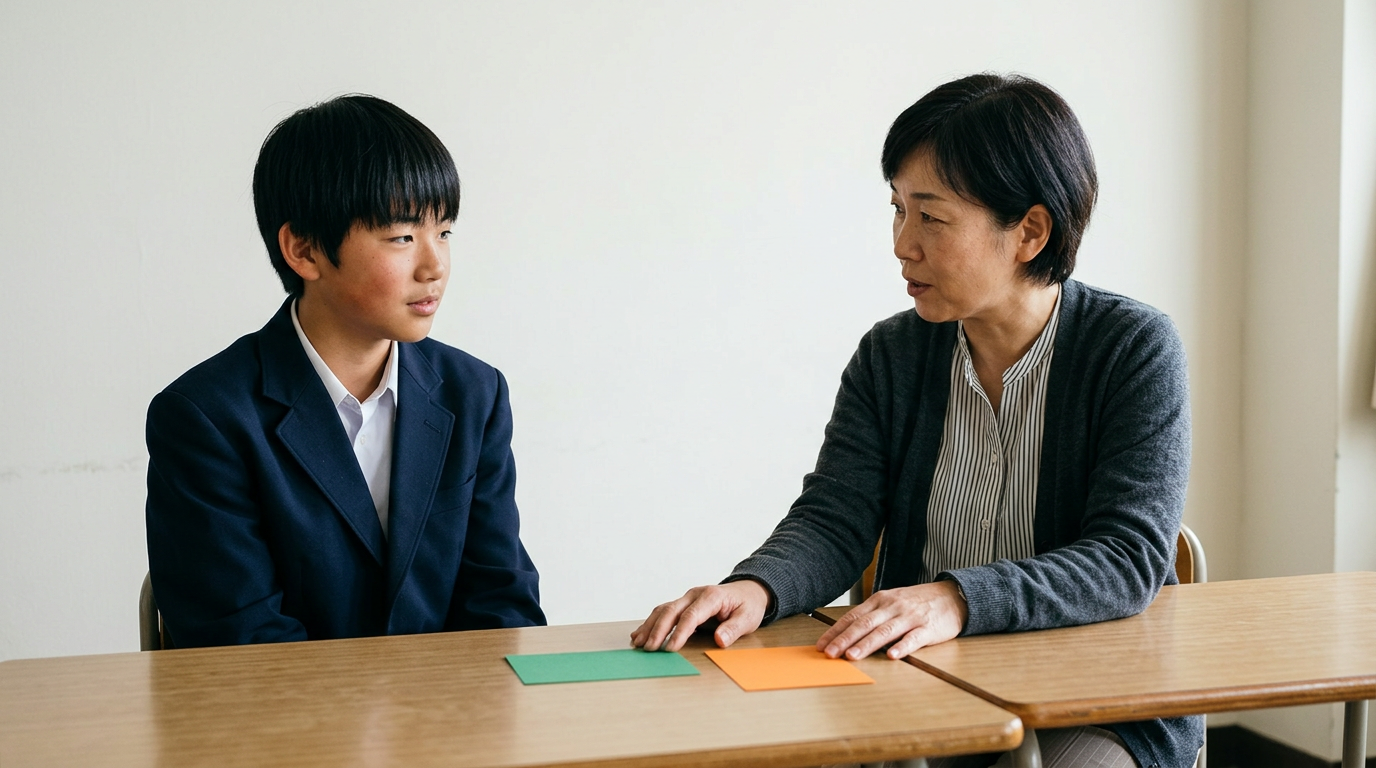 外国語検定の「例示」と「提出条件」を分けるに向けて準備する高校生