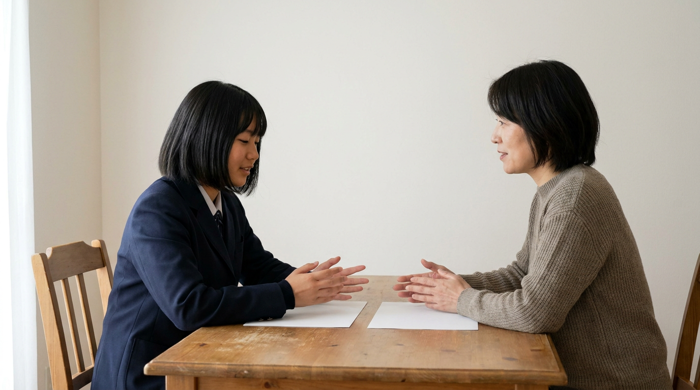 きっかけは短く、その後の疑問を具体的にするに向けて準備する高校生