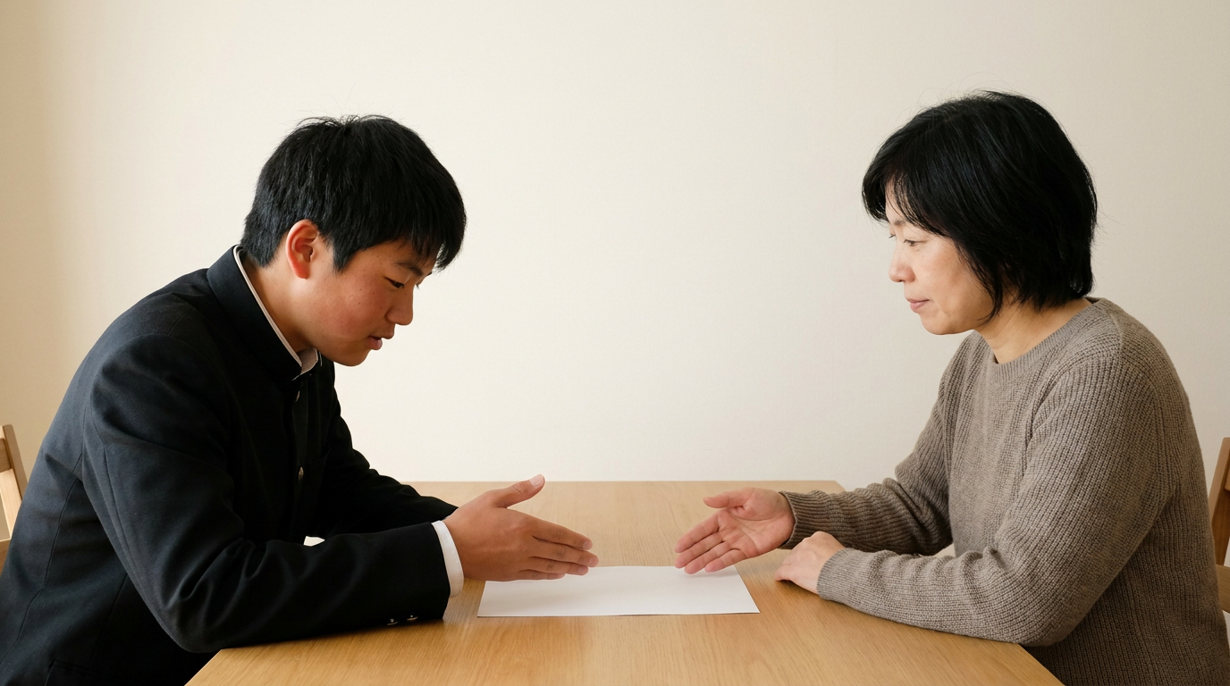 試験日だけでなく、合格発表後の予定も家族と共有しますに向けて準備する高校生