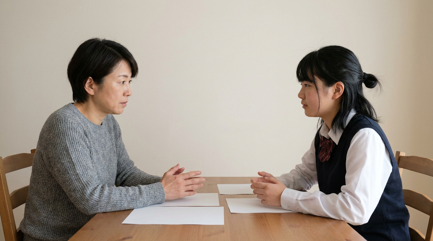 意見の違いが生まれる背景まで確かめますに向けて準備する高校生