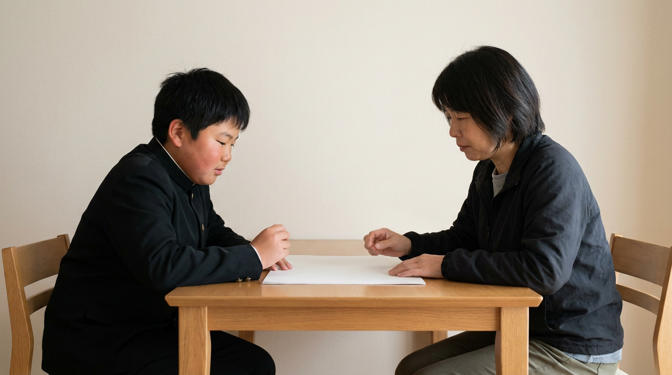 撮影後は、内容と聞き取りやすさを別々に確認しますに向けて準備する高校生