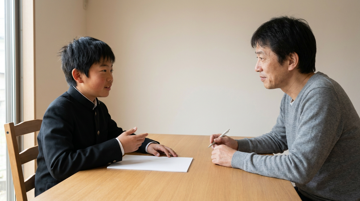 合格発表と、二段階の納入を予定表へ入れますに向けて準備する高校生