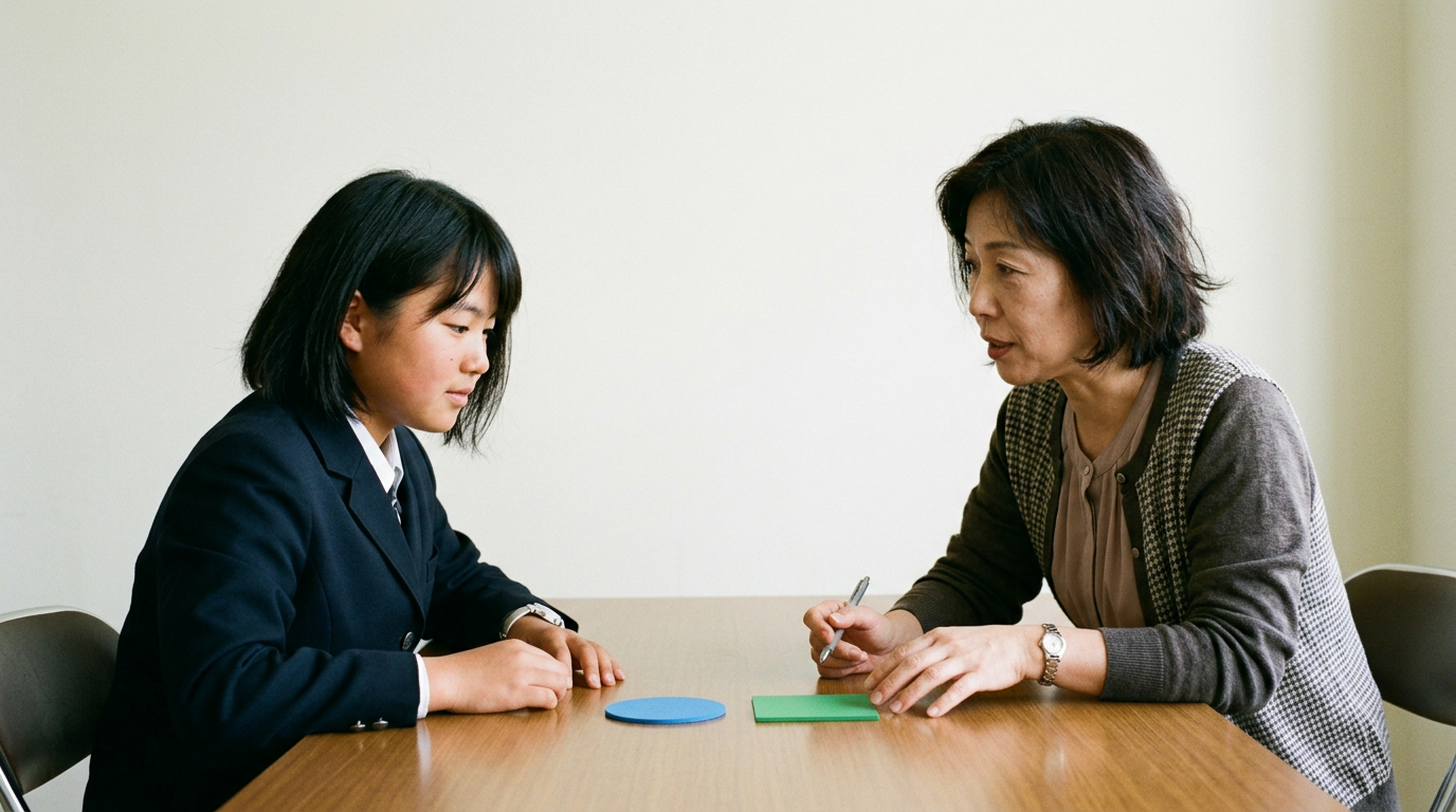 「すべて」と「いずれか」を、別の印で整理しますに向けて準備する高校生