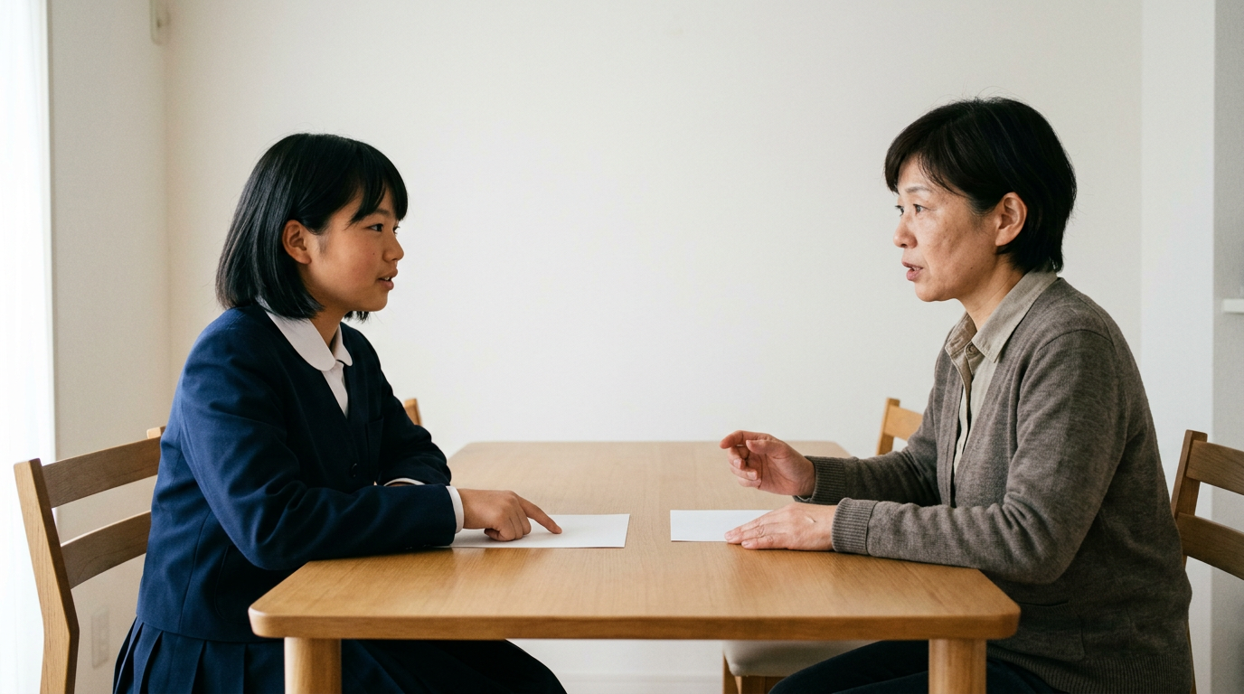 第一志望と、入学後の競技継続を家族・指導者と共有しますに向けて準備する高校生