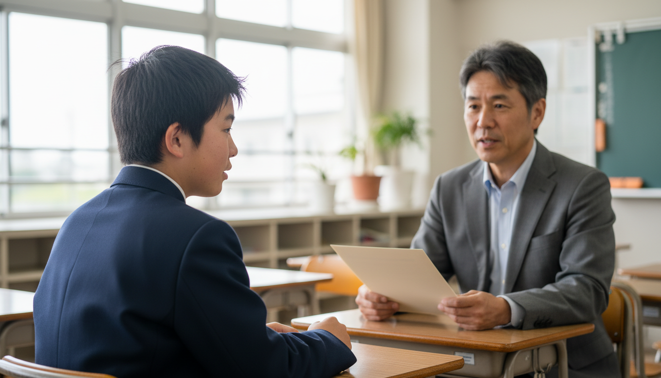 面接に共通する評価ポイントに向けて準備する高校生